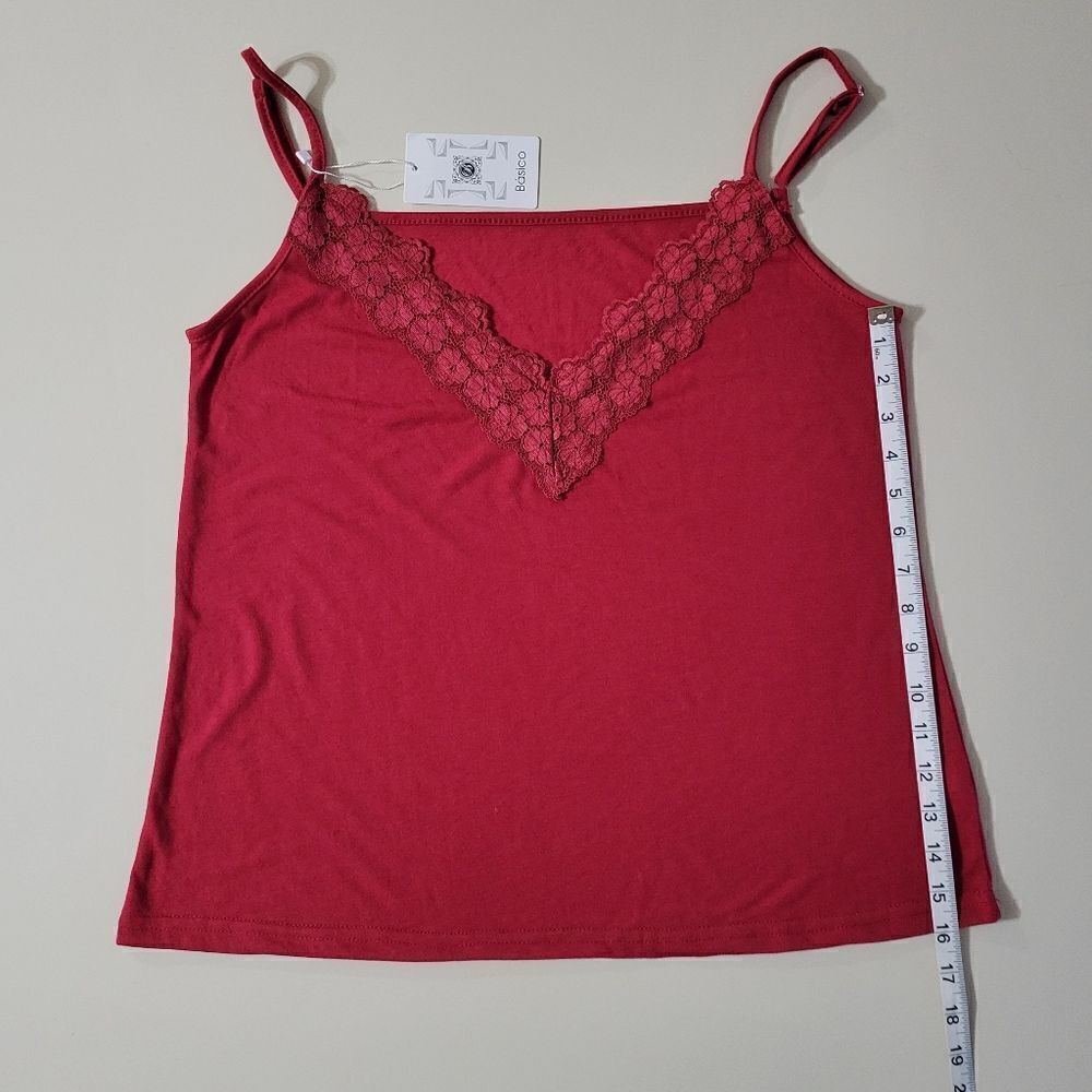 Basico Burgundy Lace Trimmed Cami - Picture 6 of 12